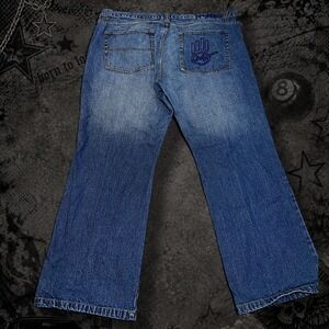 Vintage Miskeen Blue Embroidered Baggy Jeans Y2K Hip Hop Skater Size 50